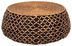 COFFEE TABLE ROUND ILION  WATER HYACINTH  IN BLACK-NATURAL COLOR Φ115x45Hcm.