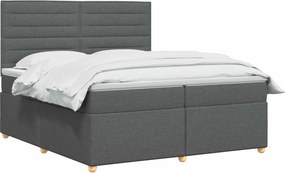 vidaXL Κρεβάτι box spring με στρώμα Σκούρο Γκρι 200 x 200 cm Ύφασμα
