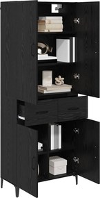 vidaXL Highboard Μαύρη Οξυά 69,5 x 34 x 180 εκ. Επεξεργασμένο ξύλο
