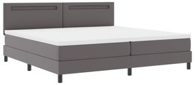 vidaXL Κρεβάτι Box Spring με Στρώμα σε Γκρι, 200x200 εκ, Ψεύτικο Δέρμα.