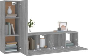 vidaXL Σετ Επίπλων Τηλεόρασης 3 Τεμ. Γκρι Sonoma Επεξεργασμένο Ξύλο