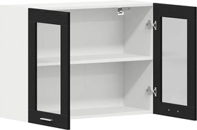 vidaXL Κρεμαστό ντουλάπι με ράφι Lyon Μαύρη Οξυά 80 x 31 x 60 εκ