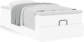vidaXL Οθωμανικό κρεβάτι με στρώμα Λευκό 90x190cm Faux Leather