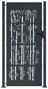 vidaXL Πόρτα Κήπου Ανθρακί 100x200 εκ. Σχέδιο Ατσάλινου Μπαμπού