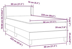 Κρεβάτι Boxspring με Στρώμα Ροζ 80x220 εκ. Βελούδινο - Ροζ