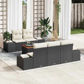 vidaXL Σετ Καναπέ Κήπου με μαξιλάρι 6 pcs Μαύρο Πολυ ράταν