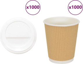 VidaXL Χάρτινα ποτήρια καφέ με καπάκια 1000 τεμάχια 8oz 200ml