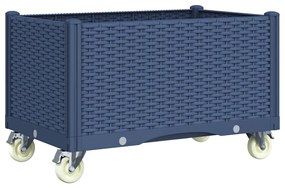 vidaXL Ζαρντινιέρα Κήπου με Ροδάκια Μπλε Γκρι 80x50x54 εκ. Πολυπροπυλένιο