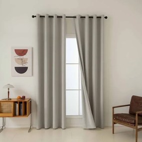Beauty Home Κουρτίνα Full Blackout σκίασης με 8 κρίκους Total Art 8446 140x270 Εκρού