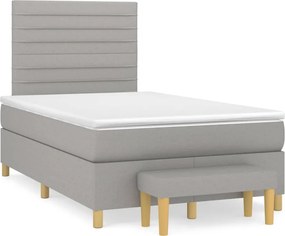 vidaXL Κρεβάτι Boxspring με Στρώμα Ανοιχτό Γκρι 120x200 εκ. Υφασμάτινο