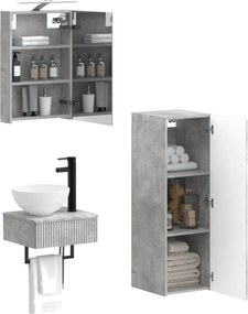 vidaXL Σετ Ντουλαπιών Μπάνιου 4 pcs Γκρι Σκυροδέματος