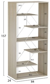 ΒΙΒΛΙΟΘΗΚΗ ΜΕΛΑΜΙΝΗΣ TARS SONAMA-ΛΕΥΚΟ 84x24x157Υεκ.HM2240.11 - HM2240.11