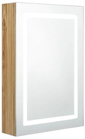 vidaXL Καθρέφτης Μπάνιου με Ντουλάπι &amp; LED Χρώμα Δρυός 50x13x70 εκ.