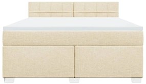 Κρεβάτι Boxspring με Στρώμα Κρεμ 180x200 εκ. Υφασμάτινο - Κρεμ