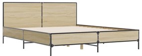 vidaXL Πλαίσιο Κρεβατιού Sonoma Δρυς 120x200 εκ. Επεξ. Ξύλο &amp; Μέταλλο