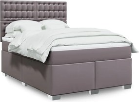 vidaXL Κρεβάτι Boxspring με Στρώμα Γκρι 140x200εκ. από Συνθετικό Δέρμα