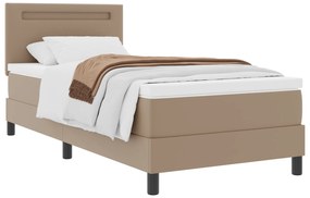 vidaXL Κρεβάτι Box Spring με Στρώμα σε Καπουτσίνο, 100 x 200 εκ, Ψεύτικο Δέρμα