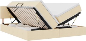 vidaXL Κρεβάτι Αποθήκης με στρώμα Κρέμ 200 x 200 cm Τεχνητό Δέρμα