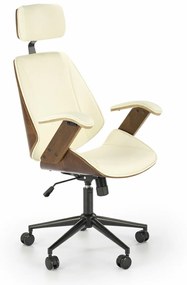 Καρέκλα γραφείου Houston 1490, Καρυδί, Κρεμ, 119x62x70cm, 18 kg, Με μπράτσα, Με ρόδες, Μηχανισμός καρέκλας: Κλίση | Epipla1.gr