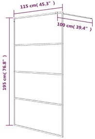 vidaXL Διαχωριστικό Ντουζιέρας Ασημί 115x195 εκ. από Διαυγές Γυαλί ESG