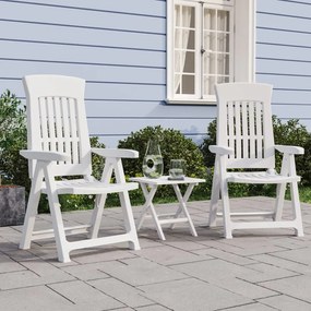 Ανακλινόμενες Καρέκλες Κήπου 2 τεμ. Λευκές από Πολυπροπυλένιο
