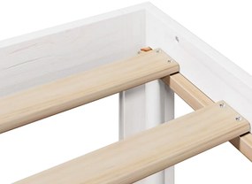 Κρεβάτι Βιβλιοθήκη Χωρίς Στρώμα Λευκό 135x190 εκ Μασίφ Πεύκο - Λευκό