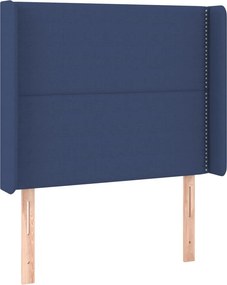 vidaXL Κρεβάτι Boxspring με Στρώμα Μπλε 90x200 εκ.Υφασμάτινο