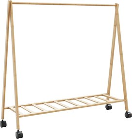 vidaXL Ράφι ρούχων με ράφια και ρόδες 106x34x106,5 cm Μπαμπού