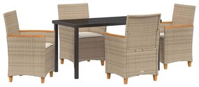 vidaXL Σέτ φαγητού για κήπο 5 pcs Μπεζ συνθετικό ρατάν