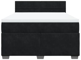 Κρεβάτι Boxspring με Στρώμα Μαύρο 140x190 εκ. Βελούδινο - Μαύρο