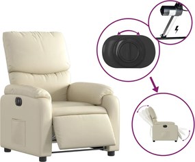 vidaXL Πολυθρόνα Ανακλινόμενη Ηλεκτρική Κρεμ από Συνθετικό Δέρμα