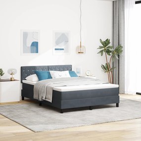 vidaXL κρεβάτι με στρώμα & LED Σκούρο Γκρι 140x200 εκ Βελούδο