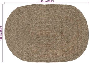 vidaXL Χαλιά χώρου Ωοειδής Γκρι 100 x 152 εκ. Γιούτα