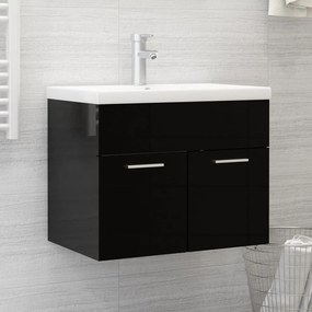 vidaXL Ντουλάπι Νιπτήρα Γυαλιστερό Μαύρο 60 x 38,5 x 46 εκ Μοριοσανίδα