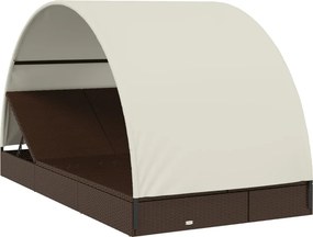 vidaXL Ξαπλώστρα 2 Ατόμων Στρογγ. Οροφή Καφέ 211x112x140εκ Συνθ. Ρατάν