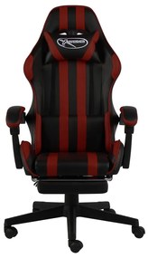 Καρέκλα Racing με Υποπόδιο Μαύρο / Μπορντό από Συνθετικό Δέρμα - Κόκκινο