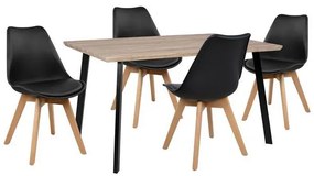 Σετ τραπεζαρίας C10347 5τμχ με Τραπέζι SONAMA 140x80x76εκ. και Καρέκλες VEGAS Μαύρες