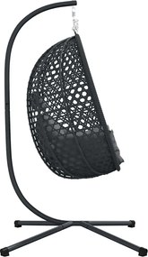 vidaXL Κρεμαστή καρέκλα αυγό Ανθρακί και μαύρο 104 x 100 x 191 εκ