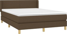 vidaXL Κρεβάτι Boxspring με Στρώμα Σκούρο Καφέ 140x190 εκ. Υφασμάτινο