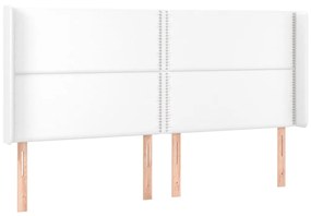 Κεφαλάρι με Πτερύγια Λευκό 183x16x118/128 εκ. Συνθετικό Δέρμα 3119543