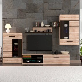 Σύνθεση Τηλεόρασης Solo 293x41x184cm Sonoma με Wenge MDF Καμπυλωτό τελείωμα - TO-SOLO - TO-SOLO