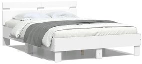 Πλαίσιο Κρεβατιού με κεφαλάρι Λευκό 135x190 εκ Επεξεργ. Ξύλο - Λευκό