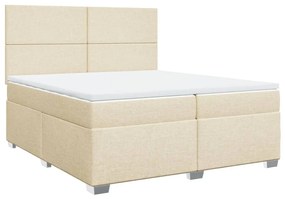 vidaXL Κρεβάτι Boxspring με Στρώμα Κρεμ 200x200 εκ. Υφασμάτινο