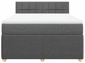vidaXL Κρεβάτι Boxspring με Στρώμα Σκούρο Γκρι 140x190 εκ. Υφασμάτινο