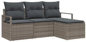 vidaXL Σετ Καναπέ Κήπου 4 pcs Γκρι Πολυ rattan, βαμμένο ατσάλι