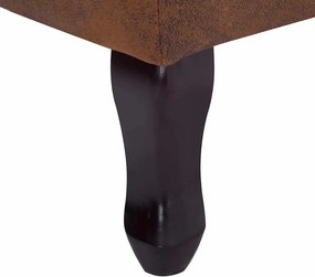 vidaXL Πολυθρόνα Chesterfield με Υποπόδιο Καφέ από Συνθετικό Καστόρι