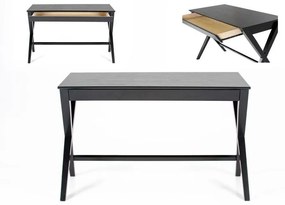 Τραπέζι γραφείου Oakland 170, Με συρτάρια, Αριθμός συρταριών: 1, 75x120x60cm, 26 kg, Μαύρο, Ξύλο: Καουτσούκ | Epipla1.gr