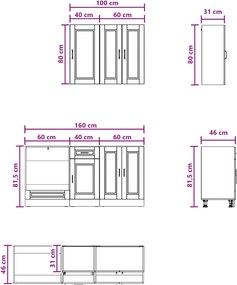 vidaXL Μονάδα κουζίνας PORTO 5 pcs Μαύρο Επεξεργασμένο Ξύλο