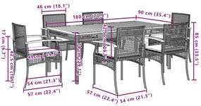 vidaXL Σετ Τραπεζαρίας Κήπου 7 τεμ. Γκρι Συνθ. Ρατάν με Μαξιλάρια