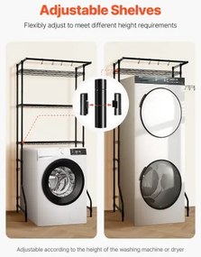 VEVOR Over Washer and Dryer Storage Shelf Single Row 3 Tiers Washer Rack Black